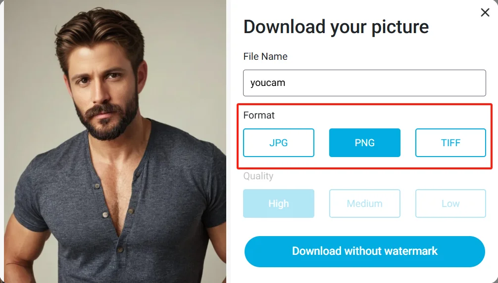 download interface of YouCam