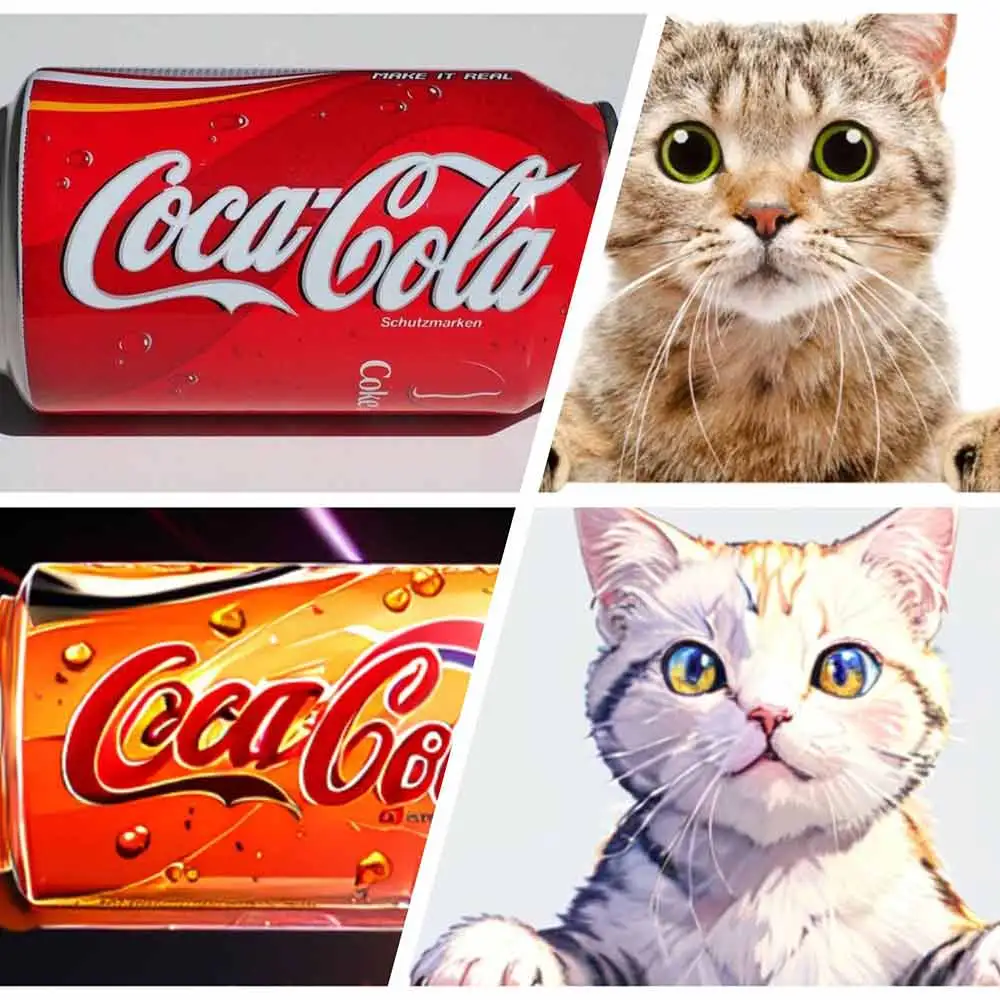 Cola and cat image after AI filter