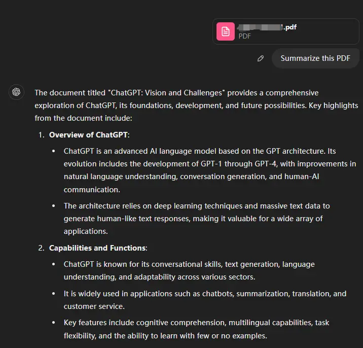 summarize PDF by ChatGPT