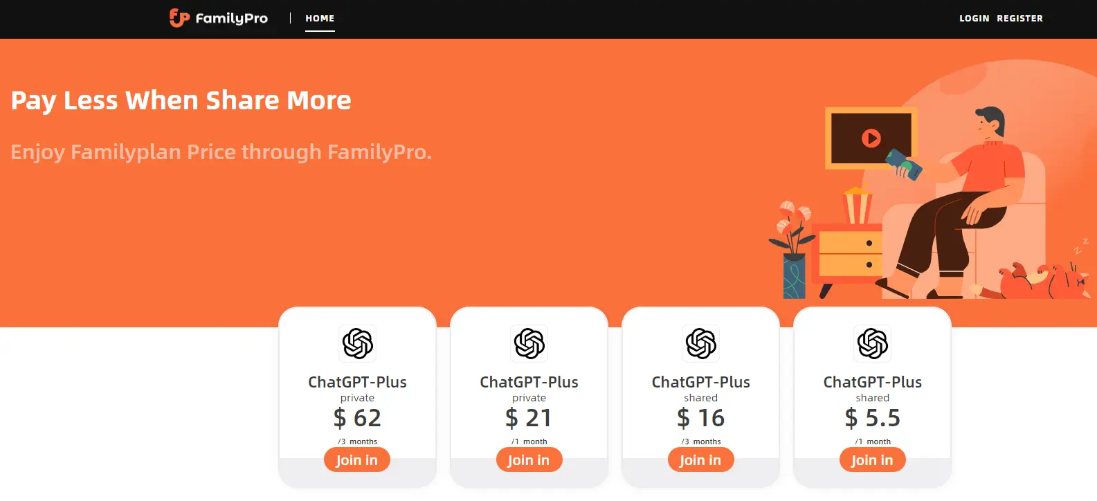 FamilyPro homepage