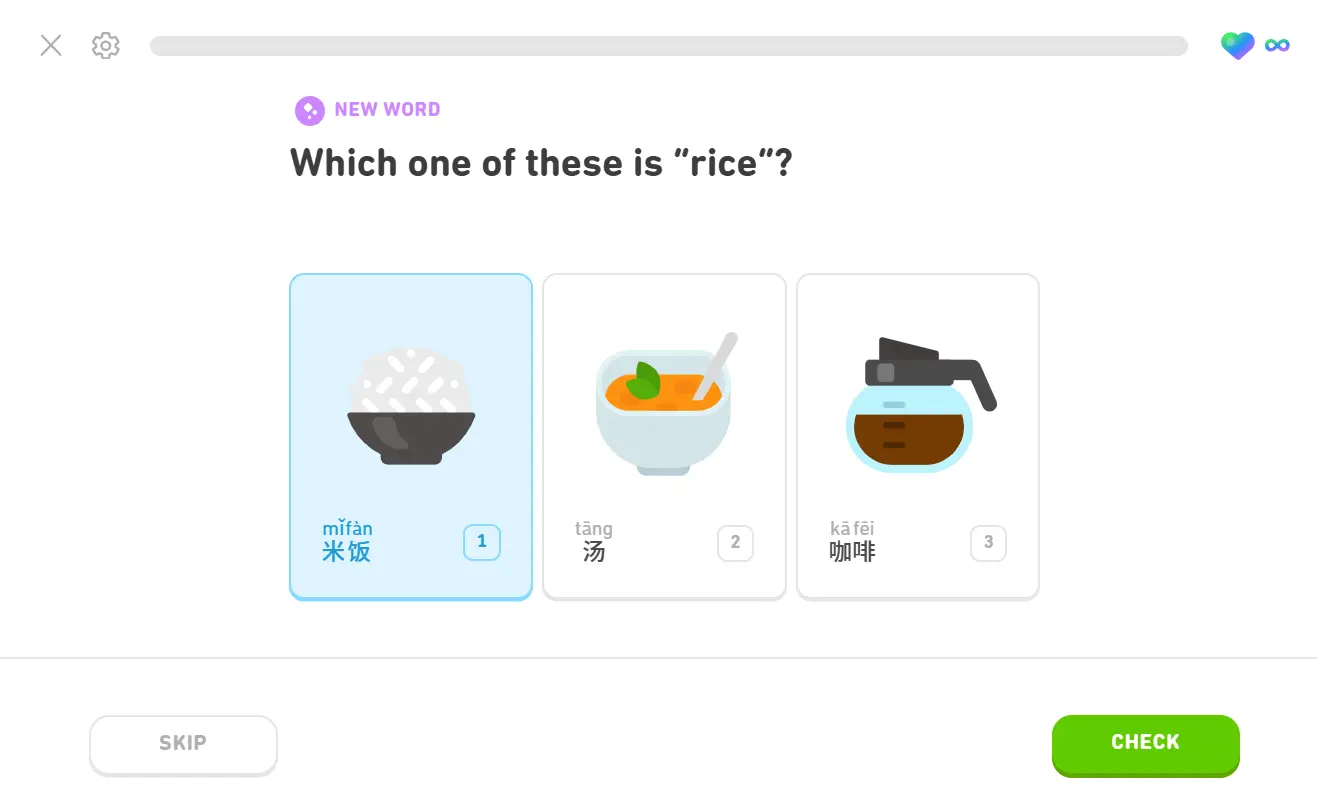 Duolingo content for Chinese beginners