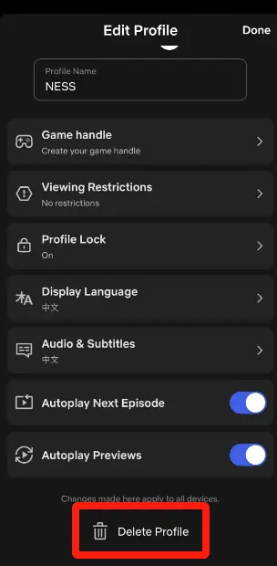 Delete a Netflix Profile on Mobile Device