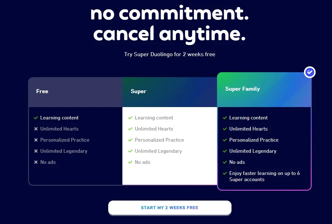 Super Duolingo & Duolingo Family Plan