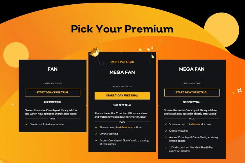 Crunchyroll premium options