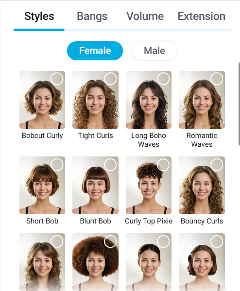 numerous hairstyle templates