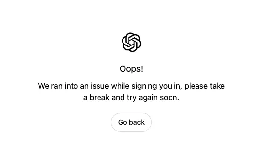 We ran into an issue while signing you in, please take a break and try again soon.