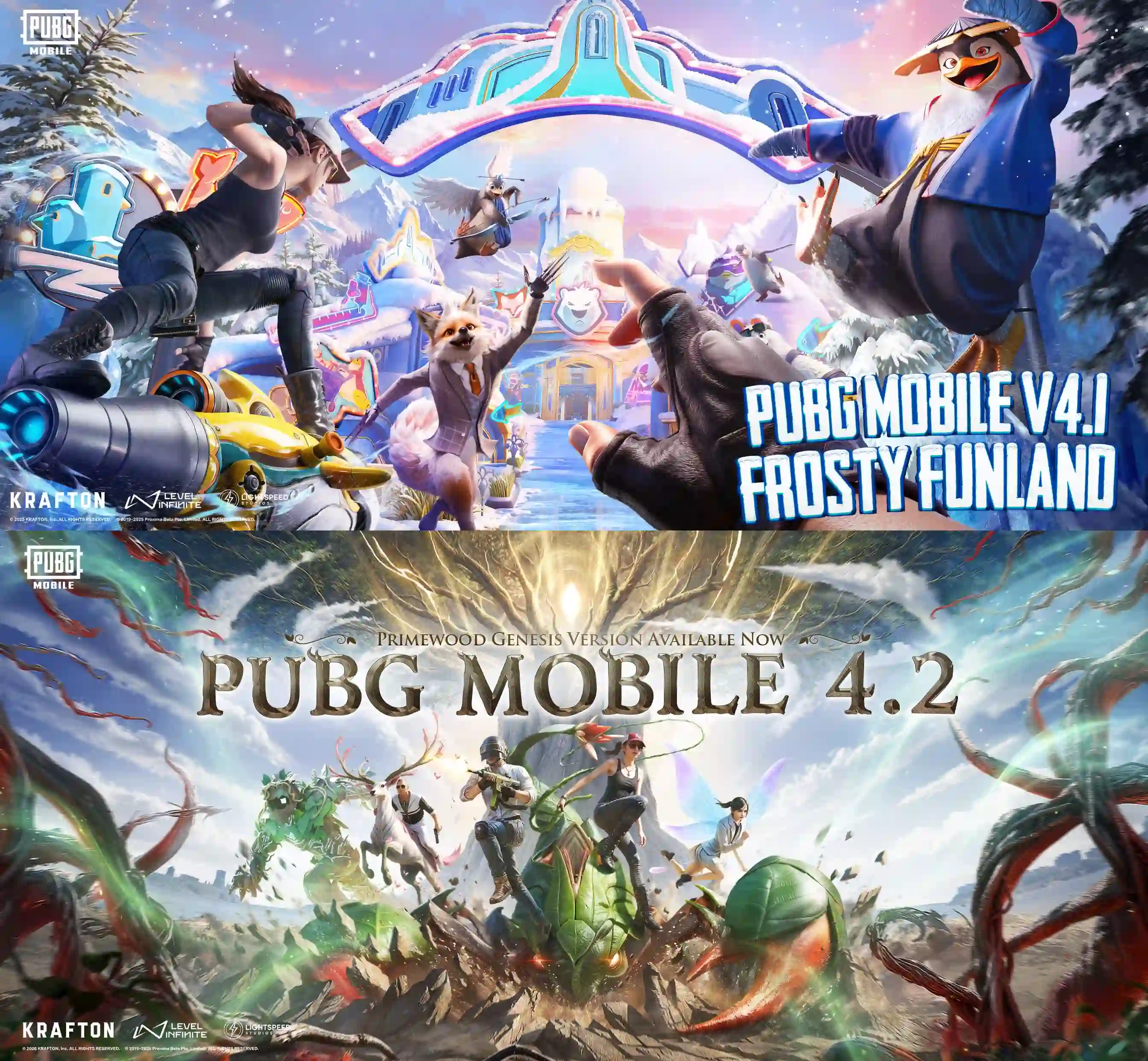 Appark Version Comparison showing the shift from blue winter themes to green forest themes