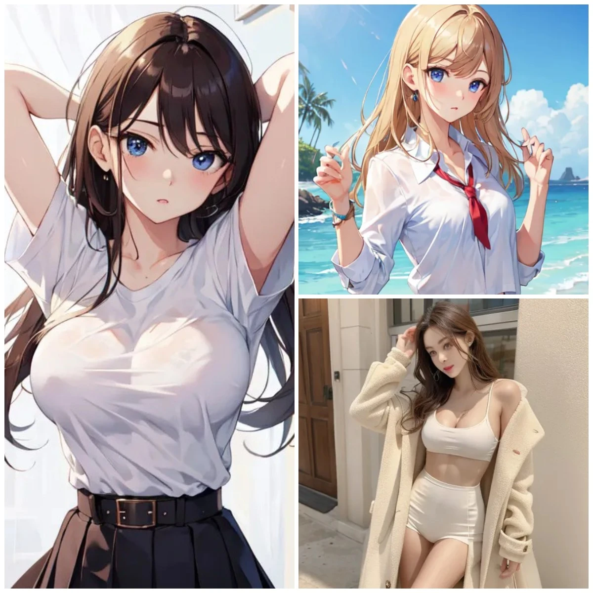 AI anime girl with different dresses