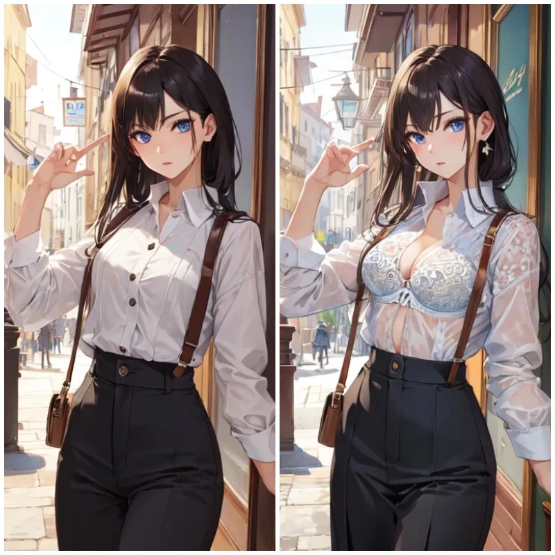 AI takes anime character's cloth off