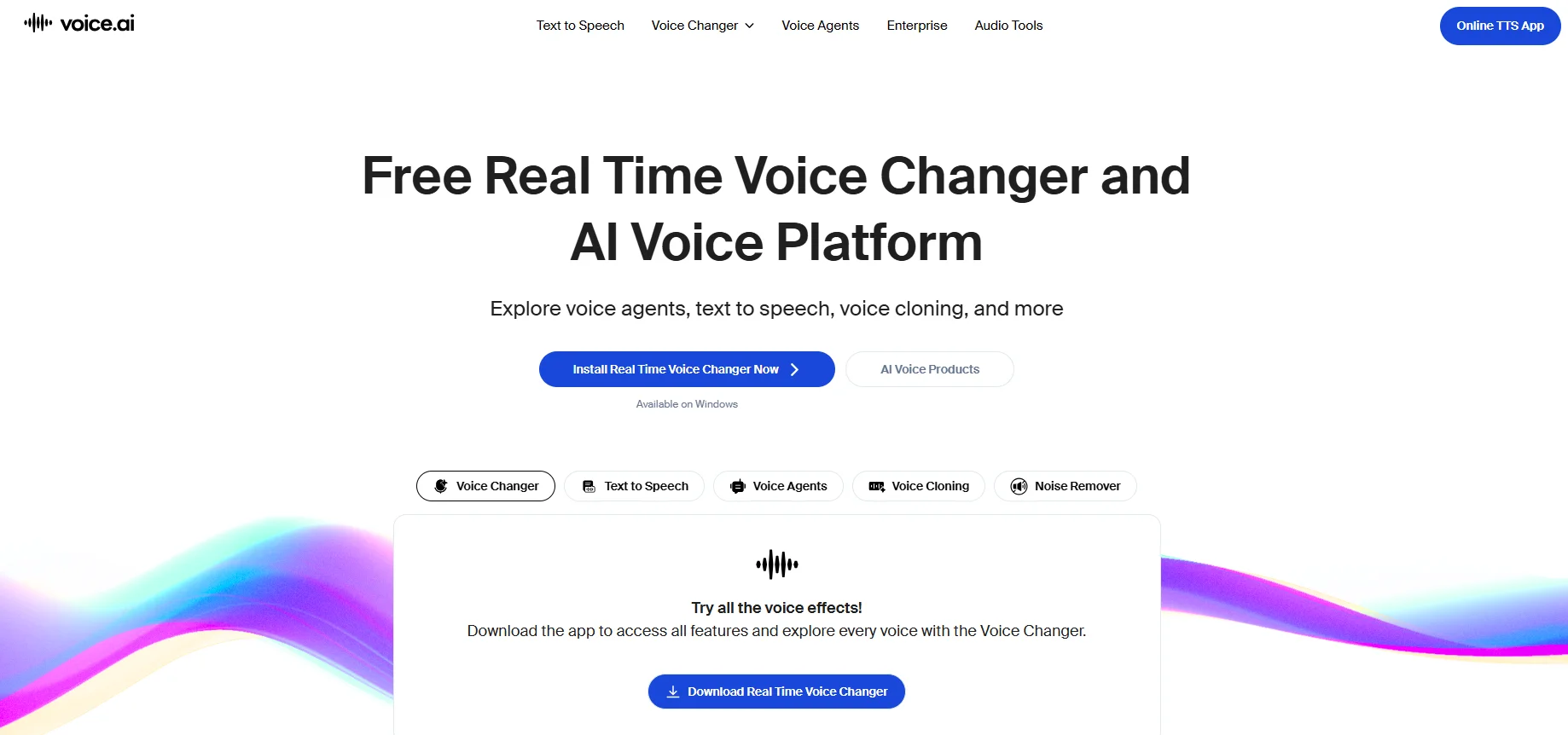 The interface of voice.ai