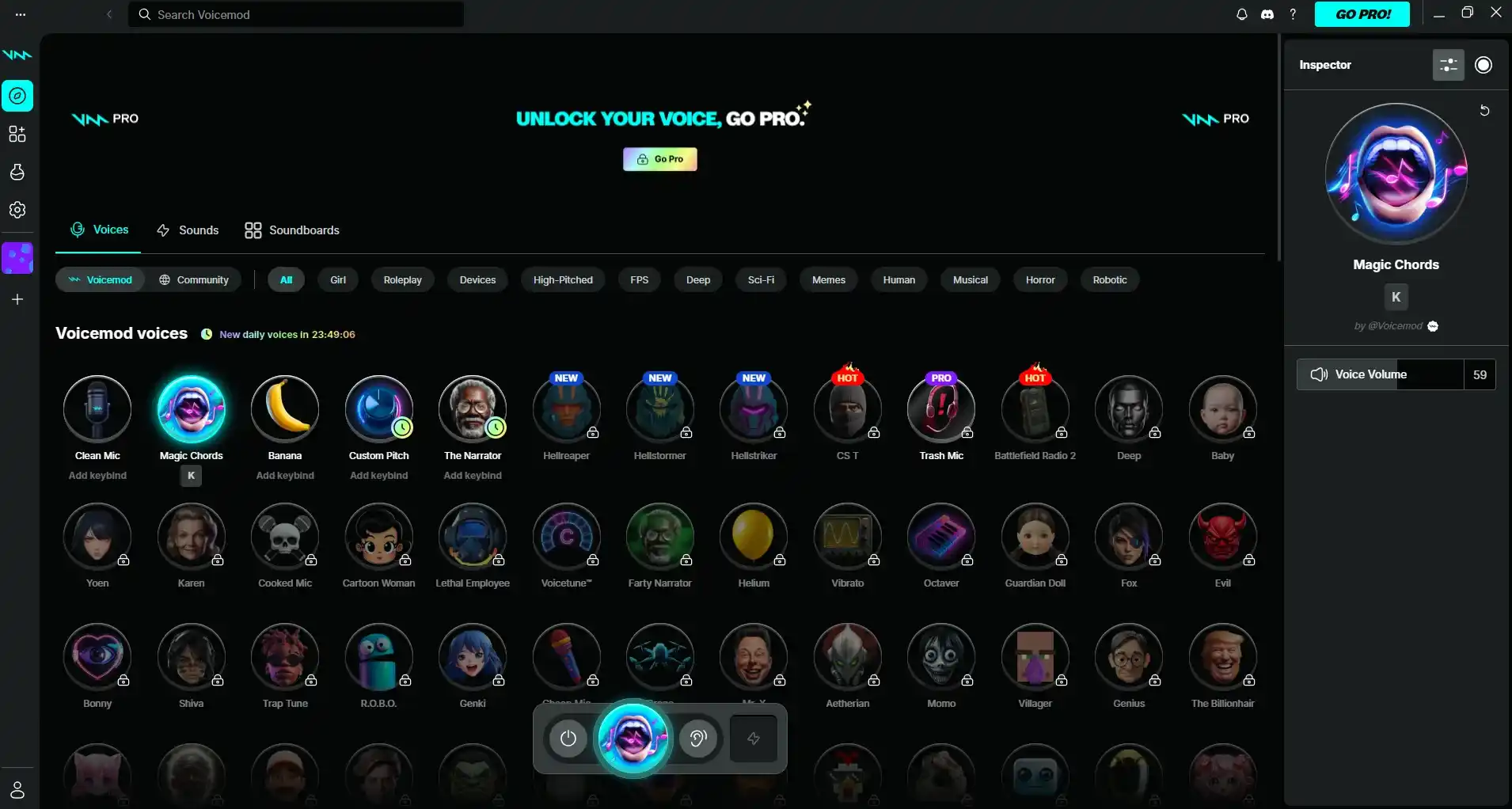 The interface of voicemod